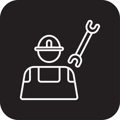 Technician Business people icon with black filled line style. maintenance, engineer, service, worker, man, tool, engineering. Vector illustration