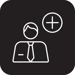 Team addition Business people icon with black filled line style. human, plus, add, social, community, member, user. Vector illustration