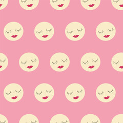 Feminine look, abstract personage, mascot design, funny face, cute icon