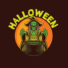 Vector illustration of witch mascot