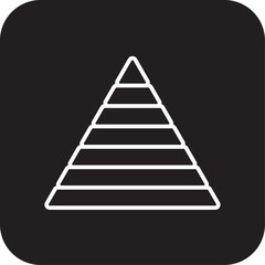 Pyramid Data management icon with black filled line style. chart, graph, triangle, growth, hierarchy, data, level. Vector illustration