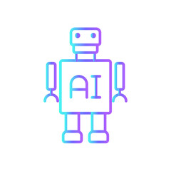 Artificial Intelligent Data management icon with blue duotone style. brain, ai, machine, robot, science, chip, tech. Vector illustration