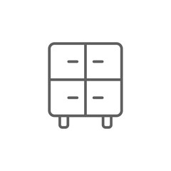 Drawer Data management icon with black outline style. office, cabinet, furniture, collection, decoration, element, cupboard. Vector illustration