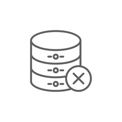 Delete Data management icon with black outline style. trash, bin, garbage, junk, rubbish, dustbin, recycling. Vector illustration