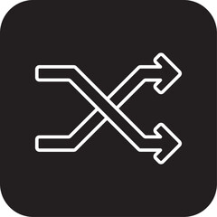 Random Data management icon with black filled line style. shuffle, next, arrow, direction, action, reload, move. Vector illustration