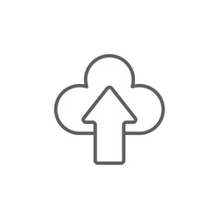 Upload Data management icon with black outline style. arrow, data, graphic, file, information, up, cloud. Vector illustration