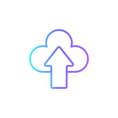 Upload Data management icon with blue duotone style. arrow, data, graphic, file, information, up, cloud. Vector illustration
