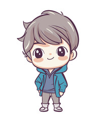 cute boy with jacket kawaii © djvstock