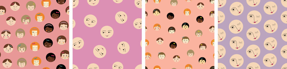 Feminine look, abstract personage, mascot design, funny face, cute icon