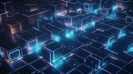 3d illustration of abstract technology background. Sci-fi concept.3D rendering of abstract technology concept. Futuristic cyberspace background,Abstract 3d rendering of data processing.Generative Ai