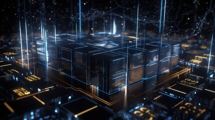 3d illustration of abstract technology background. Sci-fi concept.3D rendering of abstract technology concept. Futuristic cyberspace background,Abstract 3d rendering of data processing.Generative Ai