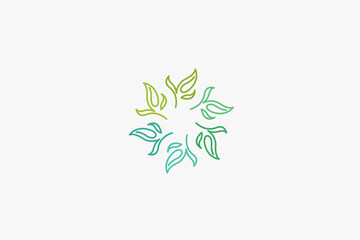 Fototapeta na wymiar Illustration vector graphic of green nature leaves in circle. Good for logo