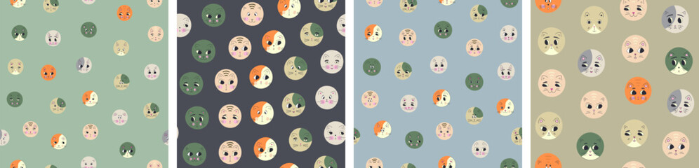 Funny cat face, abstract personage, mascot design, funny face, cute icon