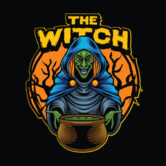Vector illustration of witch mascot