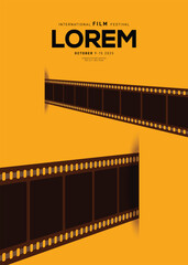 Fototapeta premium Movie festival poster design template background with vintage filmstrip