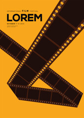 Movie festival poster design template background with vintage filmstrip