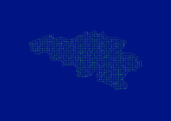 Vector Belgium map for technology or innovation or it concepts. Minimalist country border filled with 1s and 0s. File is suitable for digital editing and prints of all sizes.