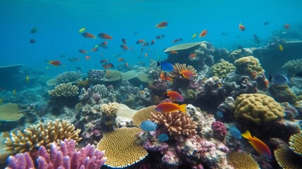 Fototapeta na wymiar Beautiful underwater scenes with a wide range of aquatic creatures.The Generative AI