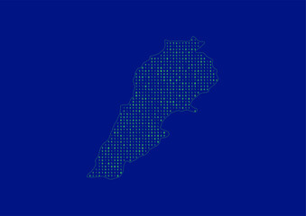 Vector Lebanon map for technology or innovation or it concepts. Minimalist country border filled with 1s and 0s. File is suitable for digital editing and prints of all sizes.