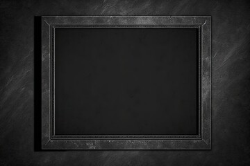 minimalist black frame hanging on a black wall. Generative AI