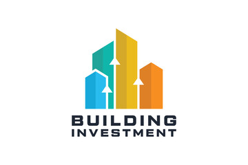 Property investment logo, successful building property logo, building logo with arrows