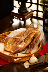 Fototapeta na wymiar Wuwei Smoked Duck,Anhui cuisine, founded in China during the Qing Dynasty, one of the ten most famous dishes in China
