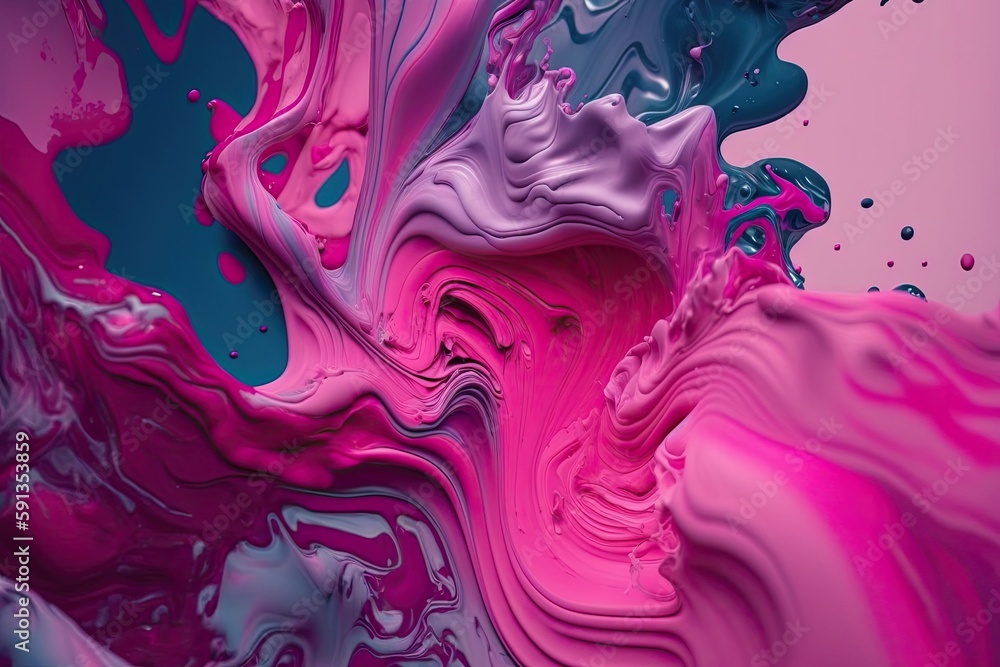 Poster close up view of a colorful liquid abstract background. generative ai