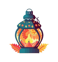 Glowing cute lantern illuminating night