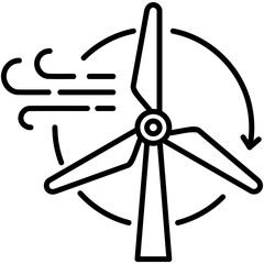 Turbine Icon, Line Icon Style, Energy power resource Symbol Vector Stock.