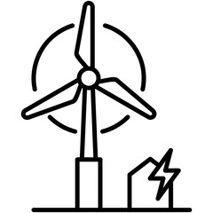 Turbine Icon, Line Icon Style, Energy power resource Symbol Vector Stock.