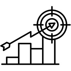 Target Icon, Line Icon Style, Business goal plan Symbol Vector Stock.