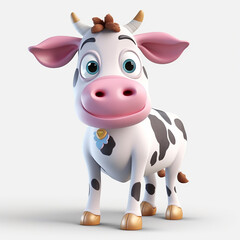 Cute cow cartoon 3d