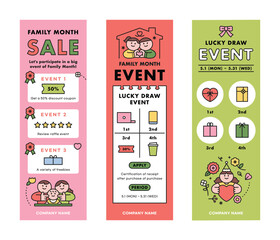 Family month event. Vertical banner template.