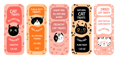 Sticker package design set for cat food product