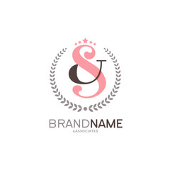 Fototapeta premium Monogram S logo design. Letter S combined with ampersand character and stars crown. Vector isolated 