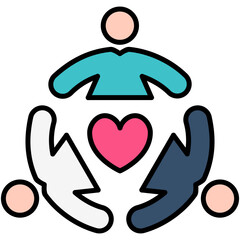 Solidarity Icon, Line Filled Icon Style, Social community service Symbol Vector Stock.