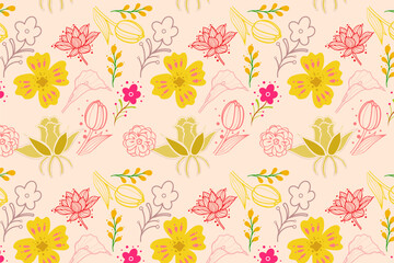 Foliage Cute feminine Abstract Flowers Seamless Patterns Backgrounds