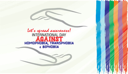 Let's spread awareness. International Day Against Homophobia Transphobia and Biphobia. Editable vector Poster and banner for media and web. Poster display at clinic or hospital. eps 10.