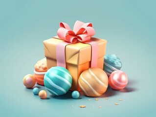 Merry christmas and happy new year festive background. Christmas 3d cartoon design. Bright greeting card, poster, banner. generative ai