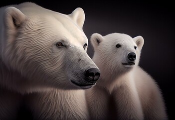 Obraz na płótnie Canvas white polar bear and her baby generative AI