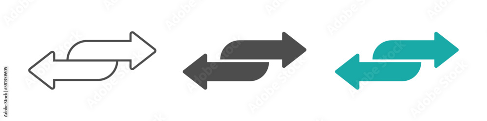 Wall mural double arrow icons in four direction set