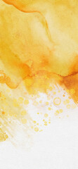 Abstract gold and yellow watercolor paint background.