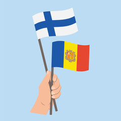 Flags of Finland and Andorra, Hand Holding flags