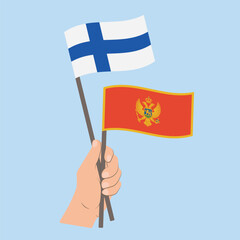 Flags of Finland and Montenegro, Hand Holding flags