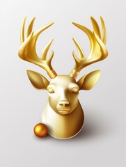 Christmas golden deer. generative ai
