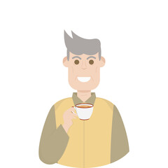 The Elderly Grandfather Relaxed Rest Drink Tea
