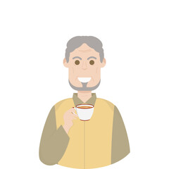 The Elderly Grandfather Relaxed Rest Drink Tea
