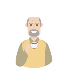 The Elderly Grandfather Relaxed Rest Drink Tea
