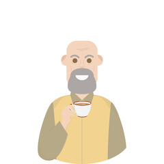 The Elderly Grandfather Relaxed Rest Drink Tea
