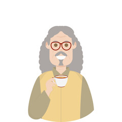 The Elderly Grandfather Relaxed Rest Drink Tea
